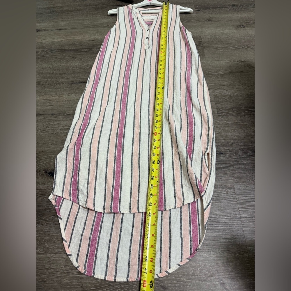 Splendid Picnic Stripe Pink Midi Linen Blend Dress Small Cottagecore Beach Boho - Picture 7 of 12
